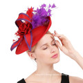 Red ascot hat pale kentucky derby race day wedding hat cocktail fascinator for ladies